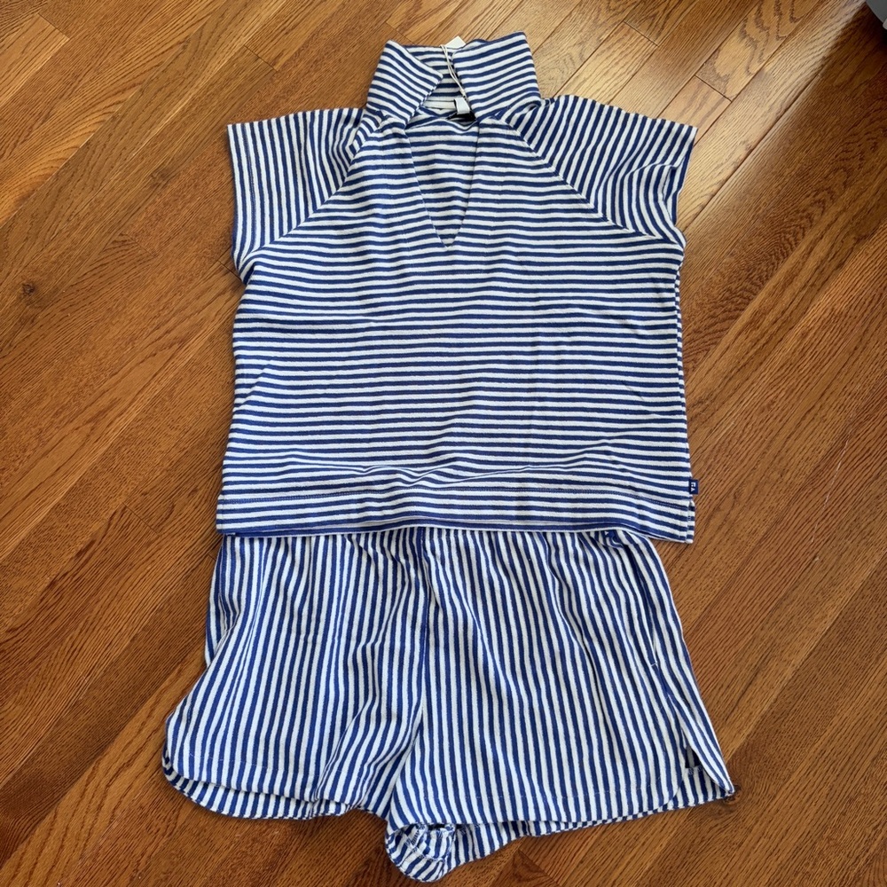 NWT! Blue Striped Women's Terrycloth Top 100% Cotton (set available) - Picture 5 of 6